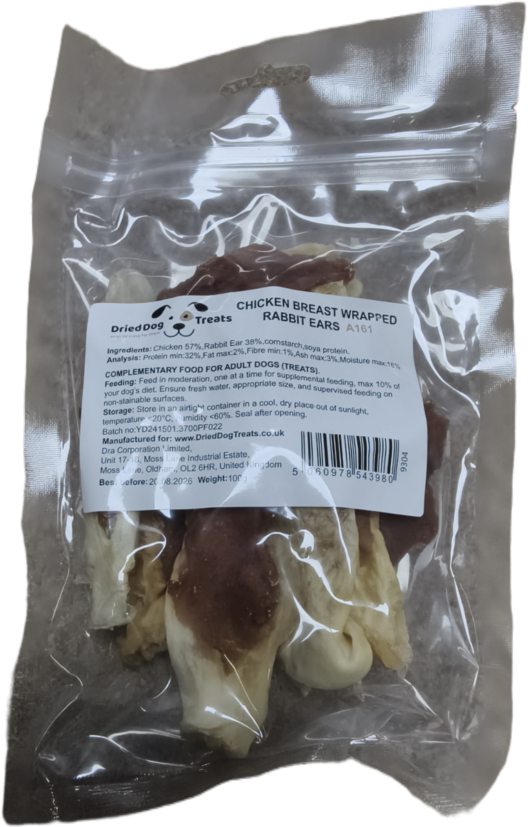 A161 Chicken Breast Wrapped Rabbit Ears – DriedDogTreats-Trade