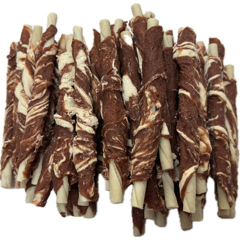 A002 Beef & Cod Marbled Meat Wrapped Rawhide Sticks