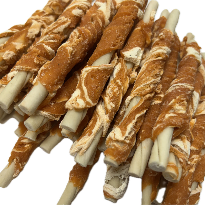 A007 Salmon & Cod Marbled Meat Wrapped Rawhide Sticks 1 kg