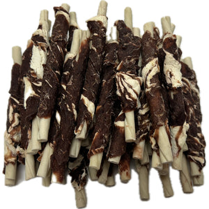 A009 Rabbit & Cod Marbled Meat Wrapped Rawhide Sticks