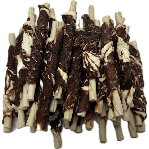 A009 Rabbit & Cod Marbled Meat Wrapped Rawhide Sticks