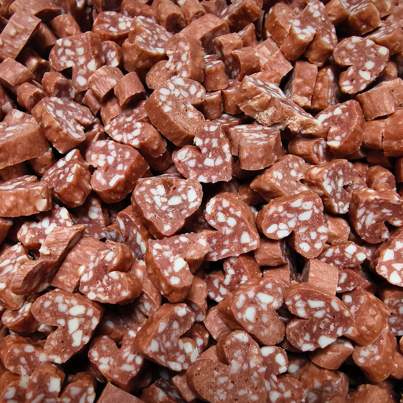 B004 Duck Salami Hearts 1 kg
