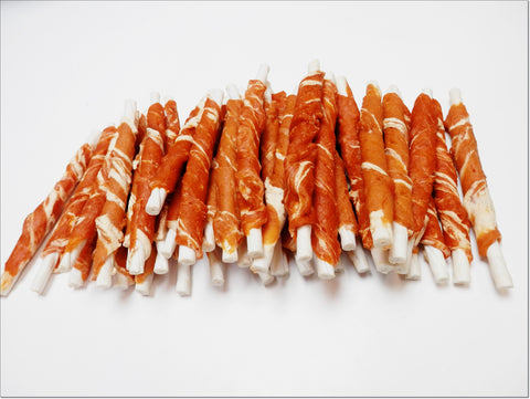 A007 Salmon & Cod Marbled Meat Wrapped Rawhide Sticks