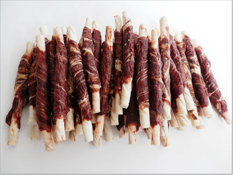 A009 Rabbit & Cod Marbled Meat Wrapped Rawhide Sticks